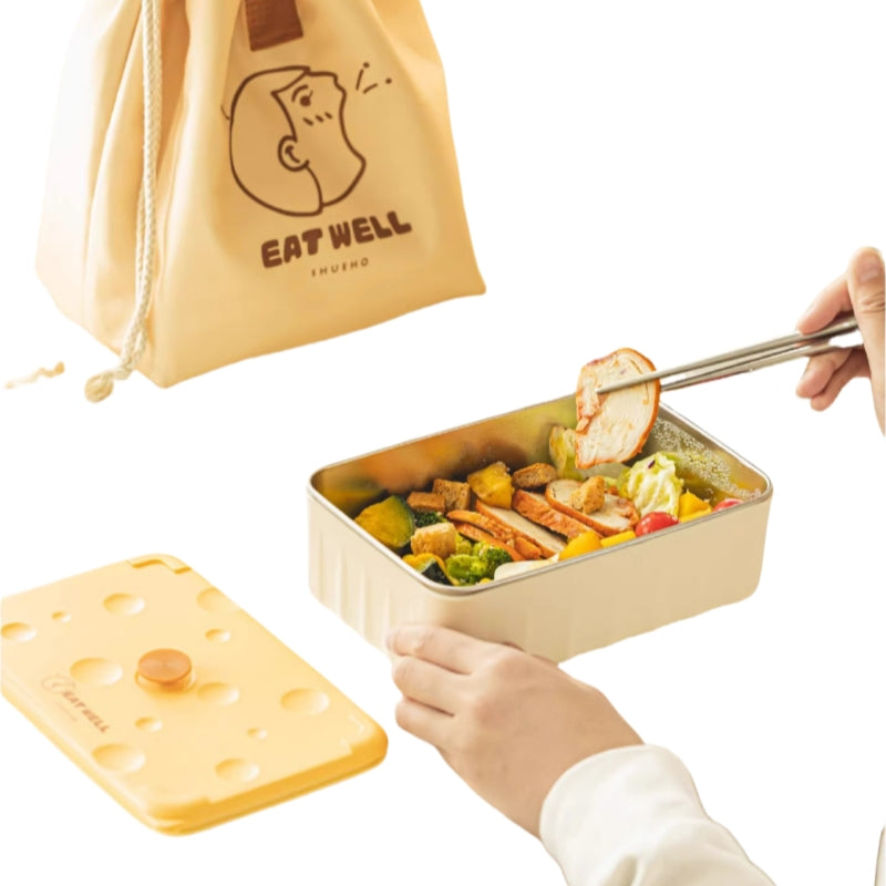 Microwave Safe Stainless Steel Lunch Box with Sauce Dipper - Double Layer Design (600ml/1200ml) | Leakproof | Dishwasher Safe | by EATWELL SHUEHO