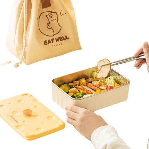 Microwave Safe Stainless Steel Lunch Box with Sauce Dipper - Double Layer Design (600ml/1200ml) | Leakproof | Dishwasher Safe | by EATWELL SHUEHO