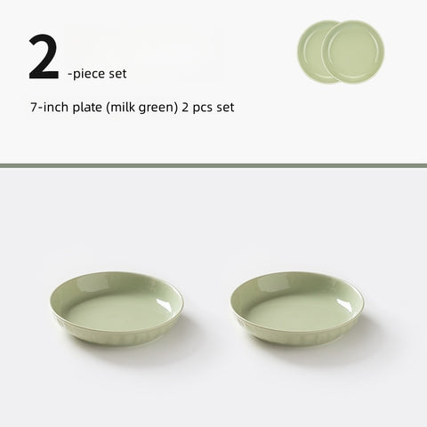 MDZF SWEET HOME Cream Style Ceramic Dinner Plates – Microwave & Oven Safe, Handcrafted Texture, Healthy Color Glaze