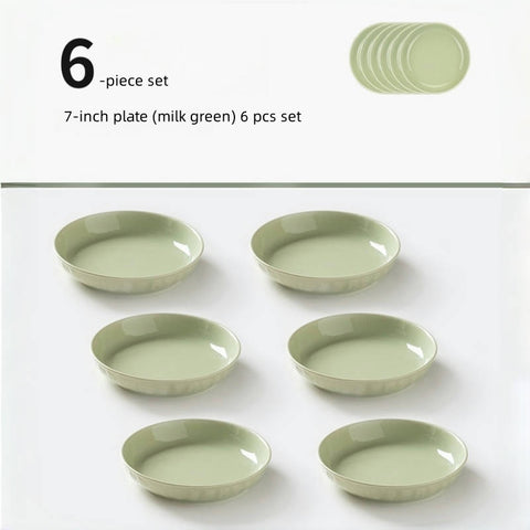MDZF SWEET HOME Cream Style Ceramic Dinner Plates – Microwave & Oven Safe, Handcrafted Texture, Healthy Color Glaze