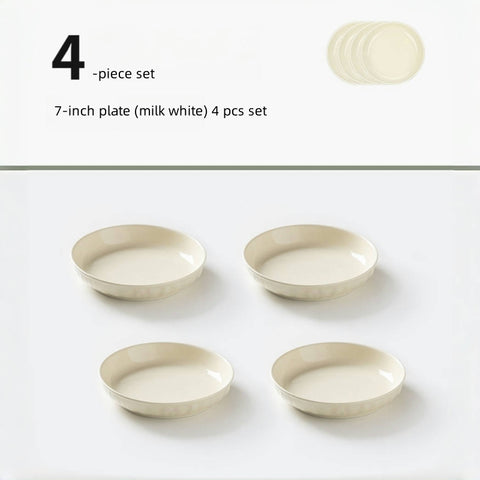 MDZF SWEET HOME Cream Style Ceramic Dinner Plates – Microwave & Oven Safe, Handcrafted Texture, Healthy Color Glaze