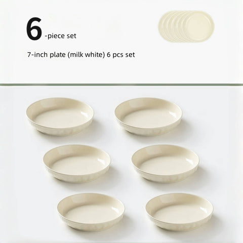 MDZF SWEET HOME Cream Style Ceramic Dinner Plates – Microwave & Oven Safe, Handcrafted Texture, Healthy Color Glaze