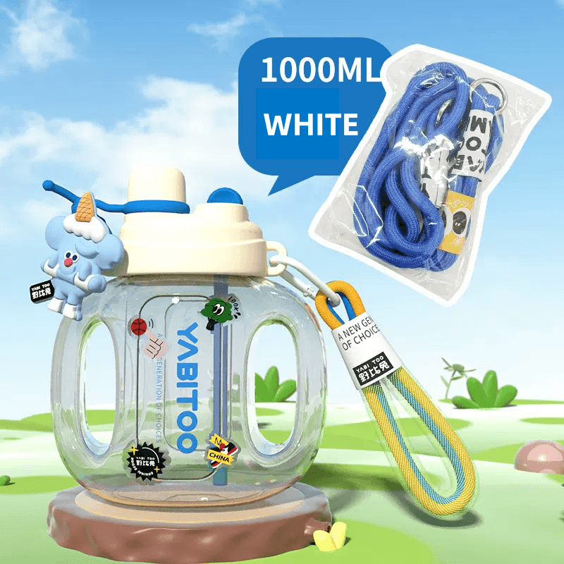 YABITOO Vitality TONTON Barrel 1,000ml Large Capacity Outing Carry Cute Double Drink STRAW Cup