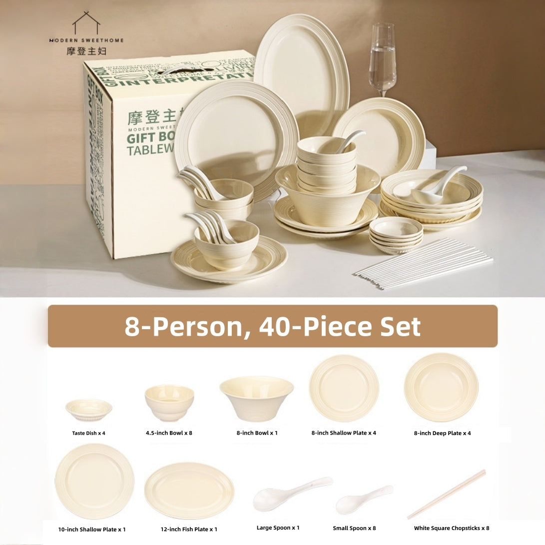 Modern Nordic Brushed Ceramic Dinnerware Set - Microwave & Oven Safe, Elegant Minimalist Tableware Collection