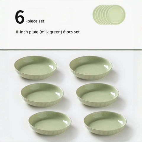 MDZF SWEET HOME Cream Style Ceramic Dinner Plates – Microwave & Oven Safe, Handcrafted Texture, Healthy Color Glaze