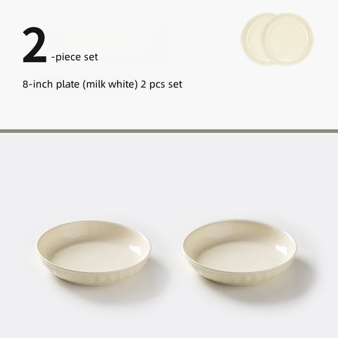 MDZF SWEET HOME Cream Style Ceramic Dinner Plates – Microwave & Oven Safe, Handcrafted Texture, Healthy Color Glaze
