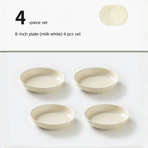 MDZF SWEET HOME Cream Style Ceramic Dinner Plates – Microwave & Oven Safe, Handcrafted Texture, Healthy Color Glaze