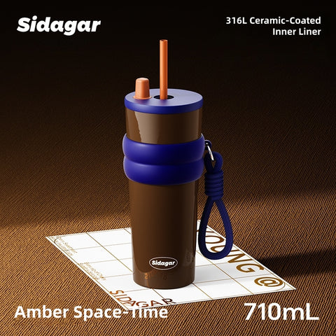 SIDAGAR Floral Aurora 710ml Stainless Steel Vacuum Insulated Water Bottle with Ceramic Coating – 12H Heat & 24H Cold Retention, Dual Drinking Options, Leakproof Design (Rainy Spring, Sweet Osmanthus, Moonlit Camellia)