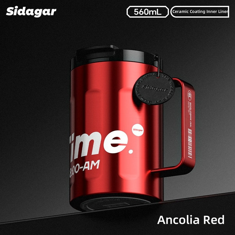 Sidagar Time Desktop Cup – 560mL Vacuum-Insulated Stainless Steel Mug with Ceramic Coating, Wide Mouth & Ergonomic Handle for Coffee, Tea, and Cold Beverages