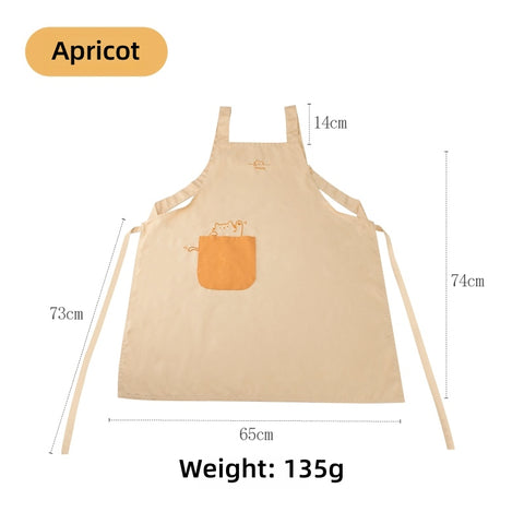 Fat Orange Waterproof Kitchen Apron with Adjustable Cat Embroidery – Soft, Lightweight, and Oil-Resistant for Cooking & Baking (150-180cm)