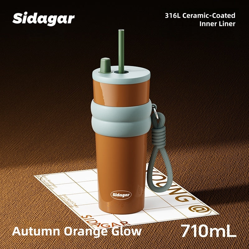 SIDAGAR Floral Aurora 710ml Stainless Steel Vacuum Insulated Water Bottle with Ceramic Coating – 12H Heat & 24H Cold Retention, Dual Drinking Options, Leakproof Design (Rainy Spring, Sweet Osmanthus, Moonlit Camellia)