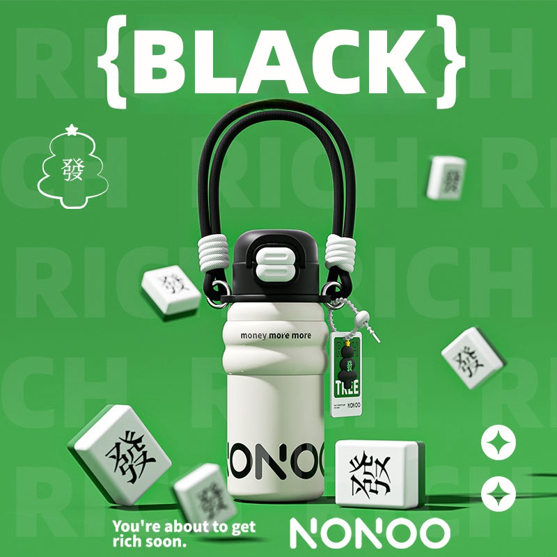 NONOO 580ml Dual-Drinking Thermos | Money More More | 12H Insulation Water Bottle & Leak-Proof Design