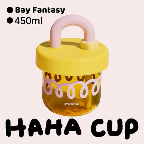 EVERCRISE Rainbow HAHA Cup - 450ml Leakproof Tritan Water Bottle with Detachable Strap & Fun Straw, BPA-Free