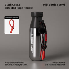 CHAKO LAB 520ml Insulated Stainless Steel Water Bottle - Double Drinking Design, 6-Hour Thermal Mug with Straw, Leak-Proof Travel Cup for Hot & Cold Beverages