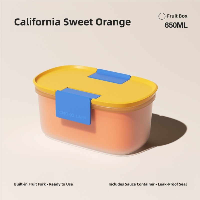 CHAKO LAB 650ml Leak-Proof Fruit Box with Colander - BPA-Free, Portable Food Container for Salad, Veggies & Snacks, Easy Rinse Clean (-20°C~110°C)