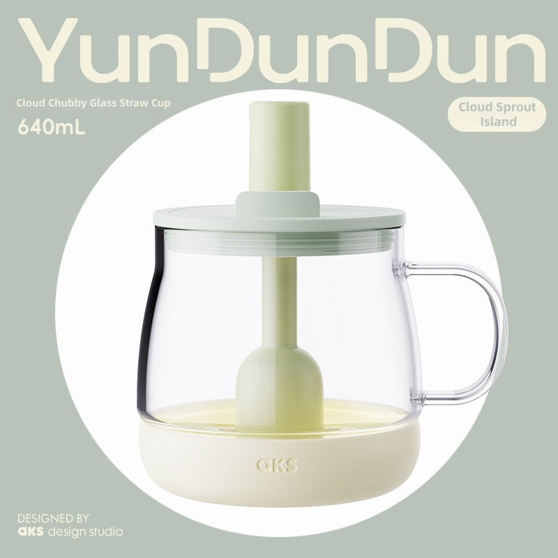AKS Yunduodun 640ml Large Glass Tumbler: 6-in-1 Hydration Station with Tea Filter & Phone Stand