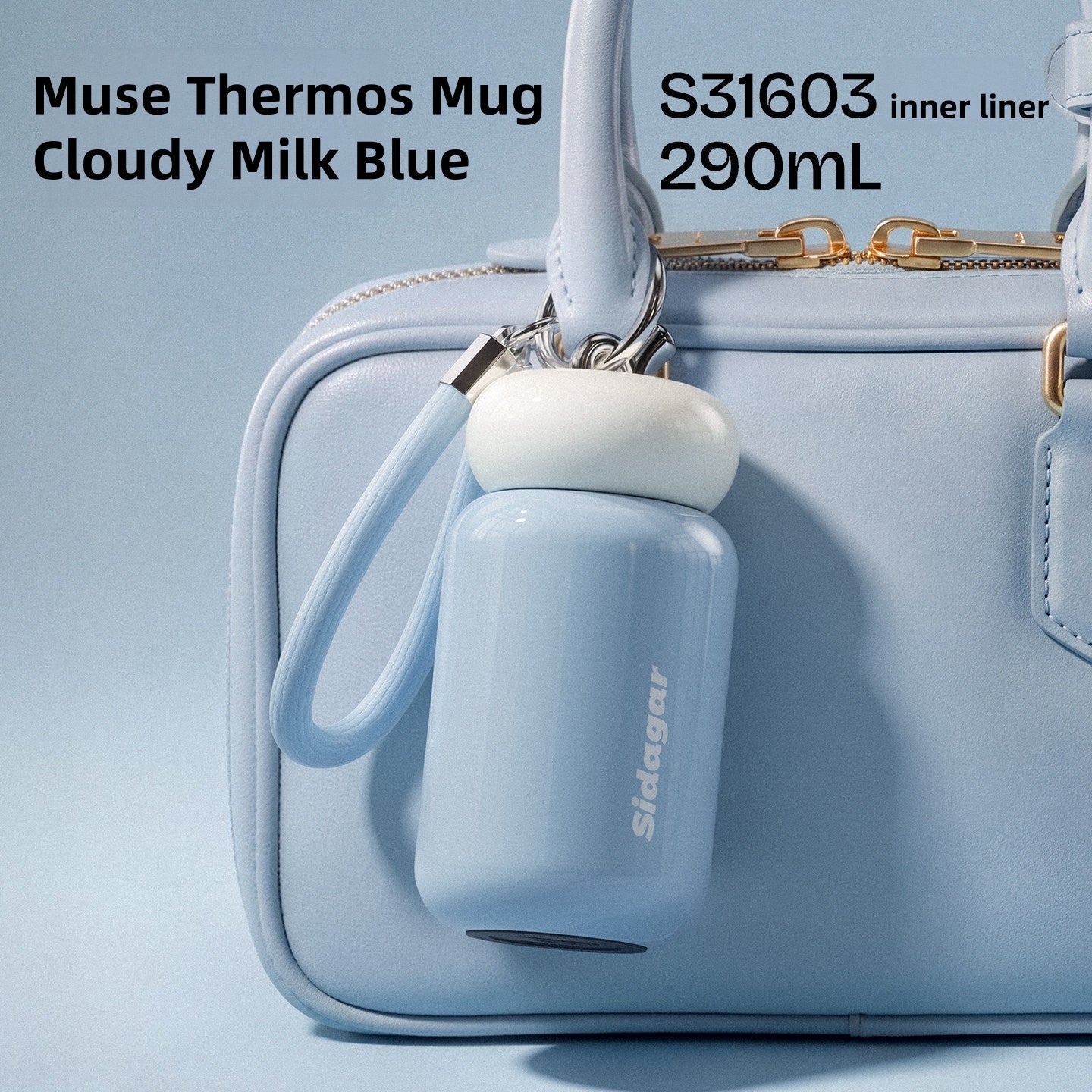 Sidagar Musi 290ml Mini Insulated Tumbler - 316L Stainless Steel, Leakproof & Portable Water Bottle with Strap
