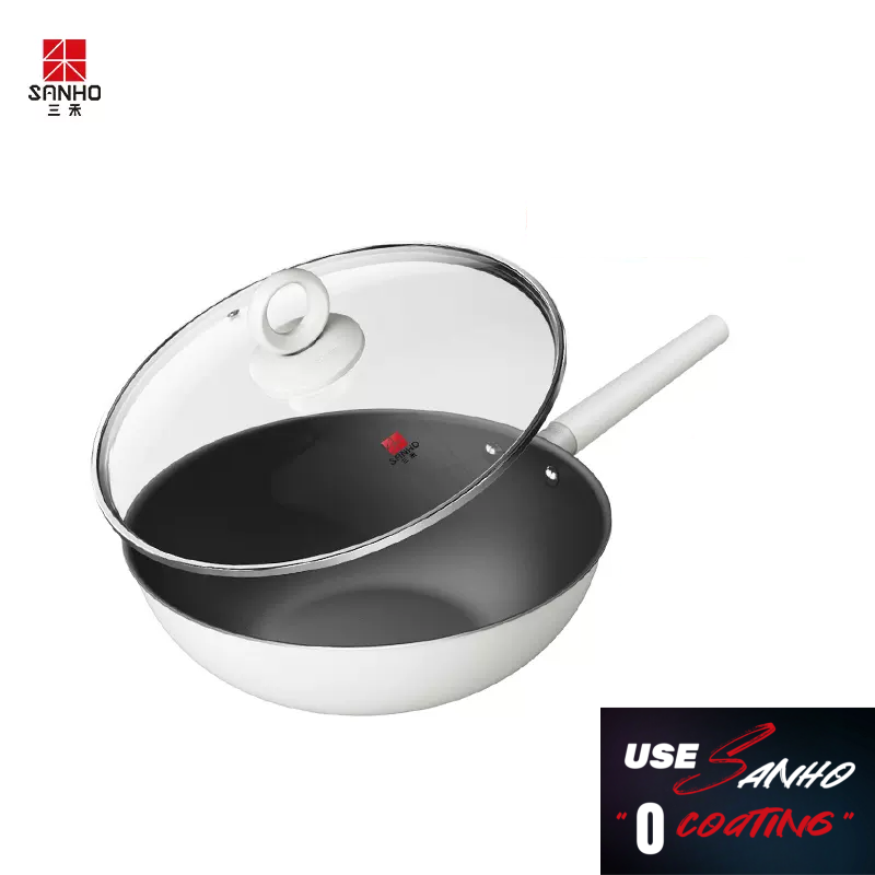 SANHE Non Stick Frying Pan & Wok with No Coating Iron Pot Uncoated Gas Stove Applicable
