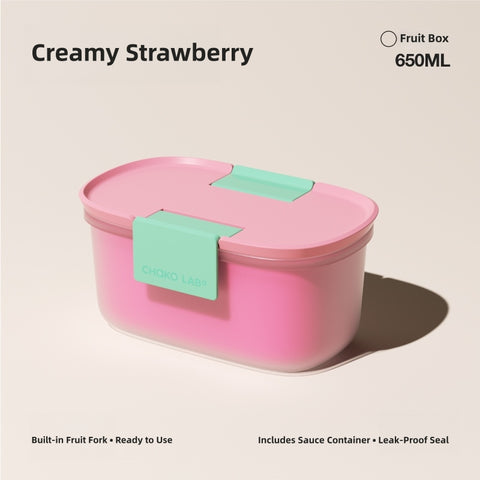 CHAKO LAB 650ml Leak-Proof Fruit Box with Colander - BPA-Free, Portable Food Container for Salad, Veggies & Snacks, Easy Rinse Clean (-20°C~110°C)