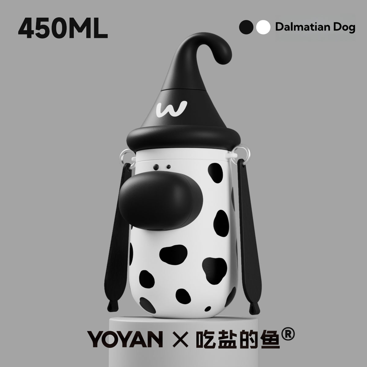 YOYAN X Salt-Eating Fish Collab Dog GOGO Insulated Thermos Cup - 12-Hour Hot & Cold, 316L Stainless Steel, 450ML, Convertible Strap, Creative Storage Box, 3 Drinking Ways, Portable Pet Design Bottle