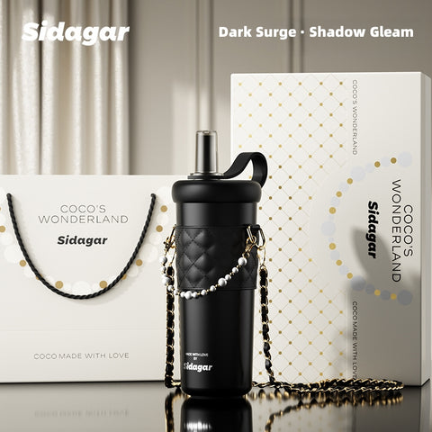 Sidagar Graffiti Titanium Straw Cup - 730mL Luxury Travel Mug, Pure Titanium Interior, Eco-Friendly & Gift Ready