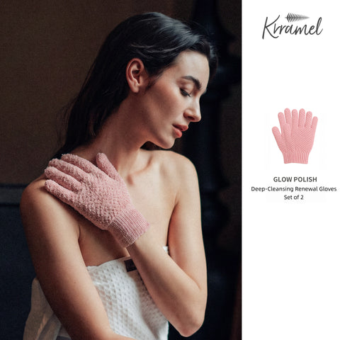 KRRAMEL GLOW POLISH Exfoliating Gloves for Sensitive Skin – 0.01mm Micro-Fiber Body Scrub Mitts, Gentle Dead Skin Remover (21x13.5cm)