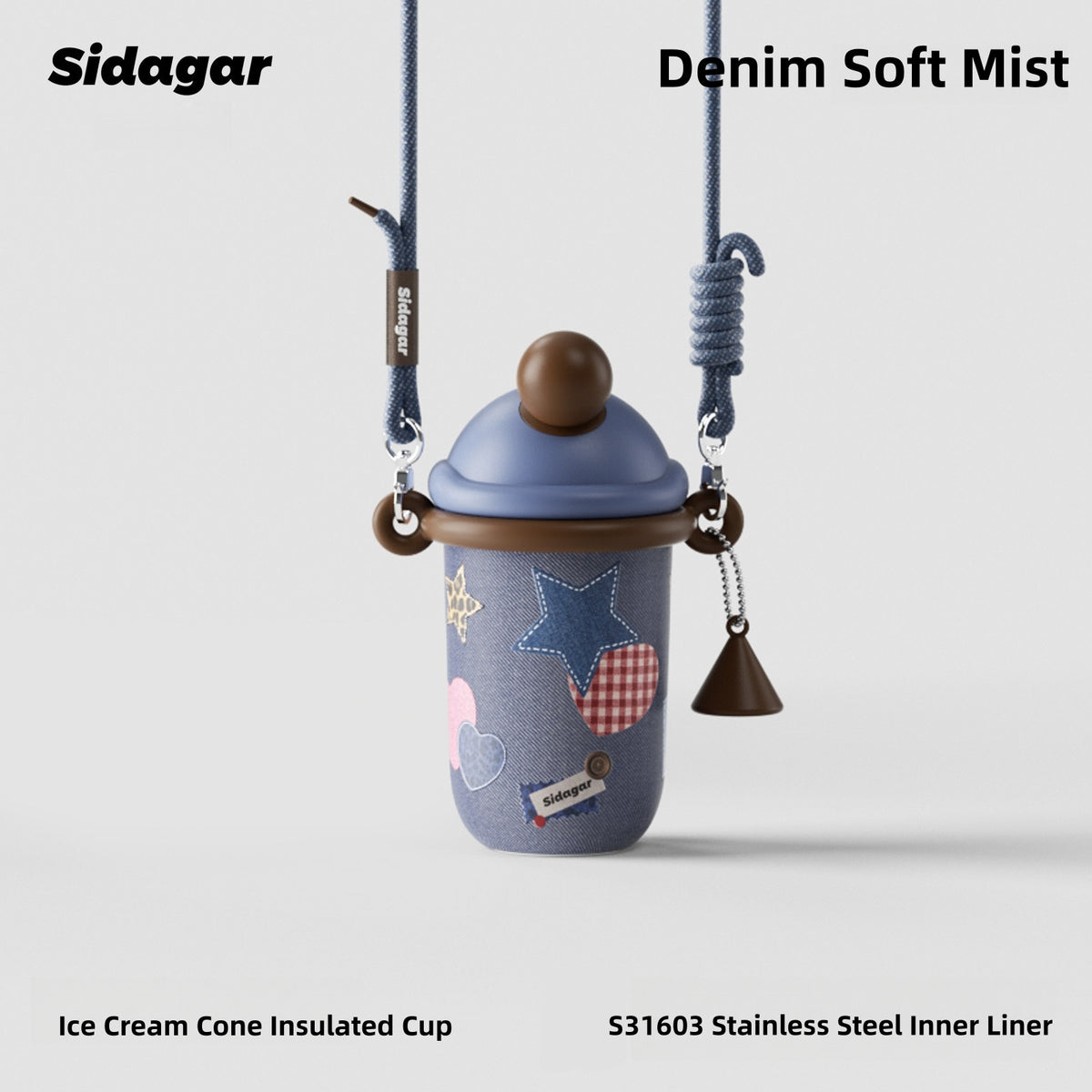 Sidagar Denim Cowboy Series Insulated Tumbler – Retro Western Aesthetic, Ceramic Coated & Stainless Steel, Multiple Sizes for Your Daily OOTD