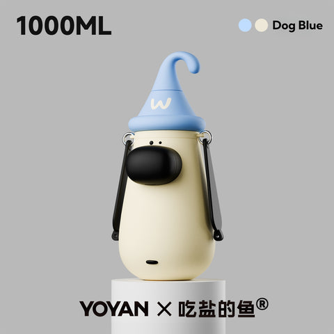 YOYAN X Salt-Eating Fish Collab Dog GOGO Insulated Thermos Cup - 12-Hour Hot & Cold, 316L Stainless Steel, 450ML, Convertible Strap, Creative Storage Box, 3 Drinking Ways, Portable Pet Design Bottle
