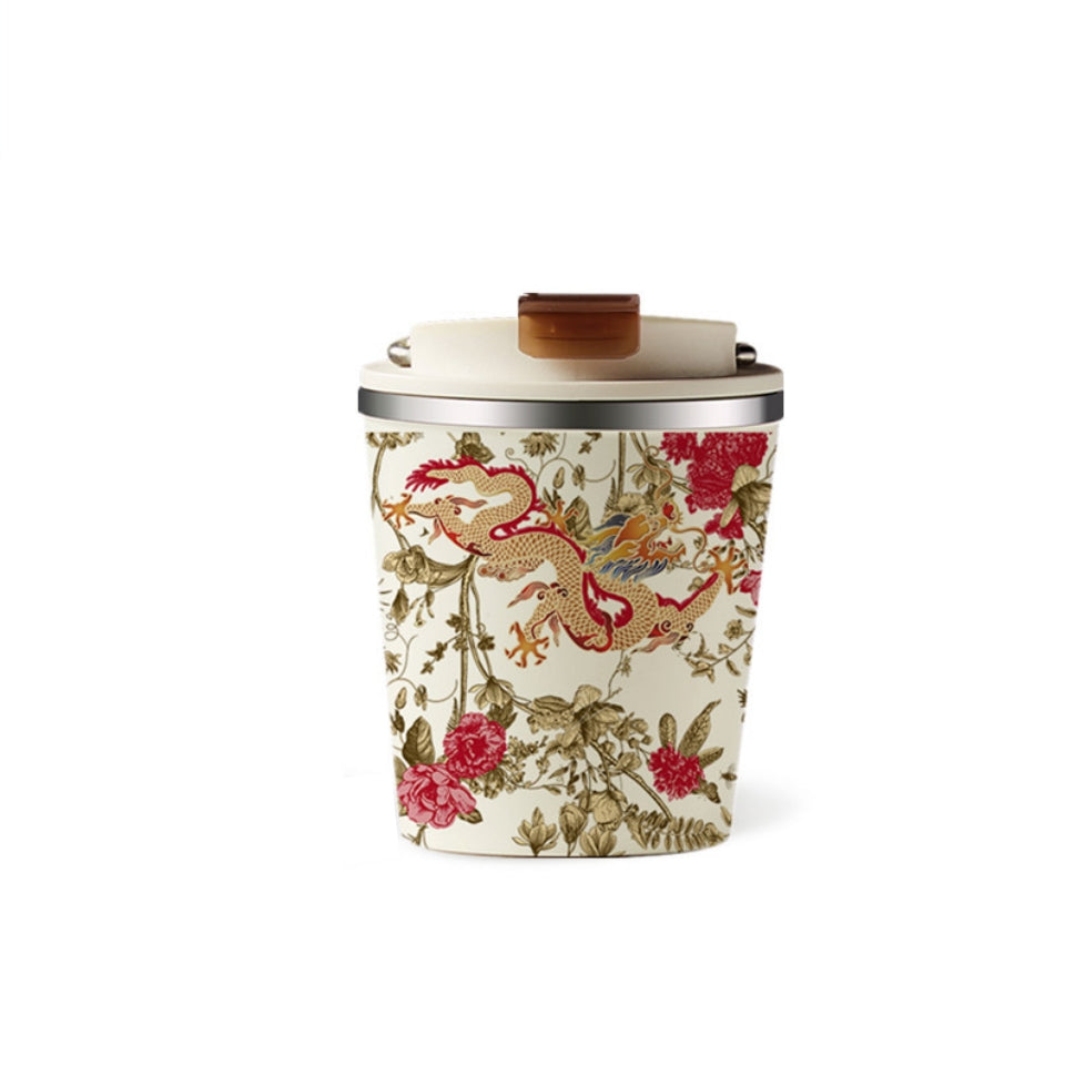 KISIKI Stylish Ceramic Layer Travel Coffee Cup with Lid - Leak-Proof, Double-Walled Insulation, and Modern Design