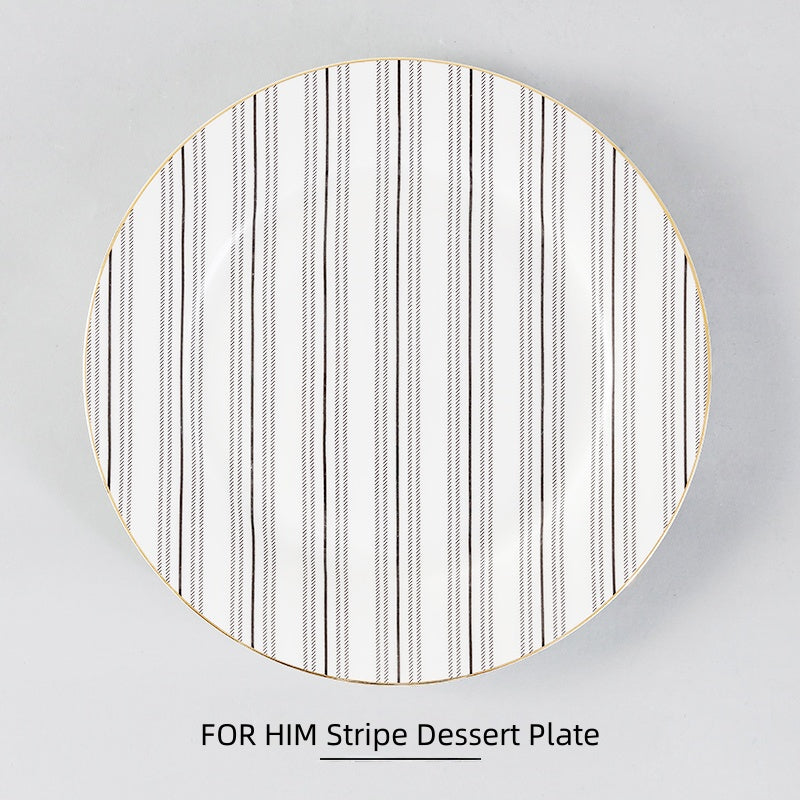 Luxury Stechcol Bone China Dinner Plate: Houndstooth & Scottish Plaid - 4 Styles
