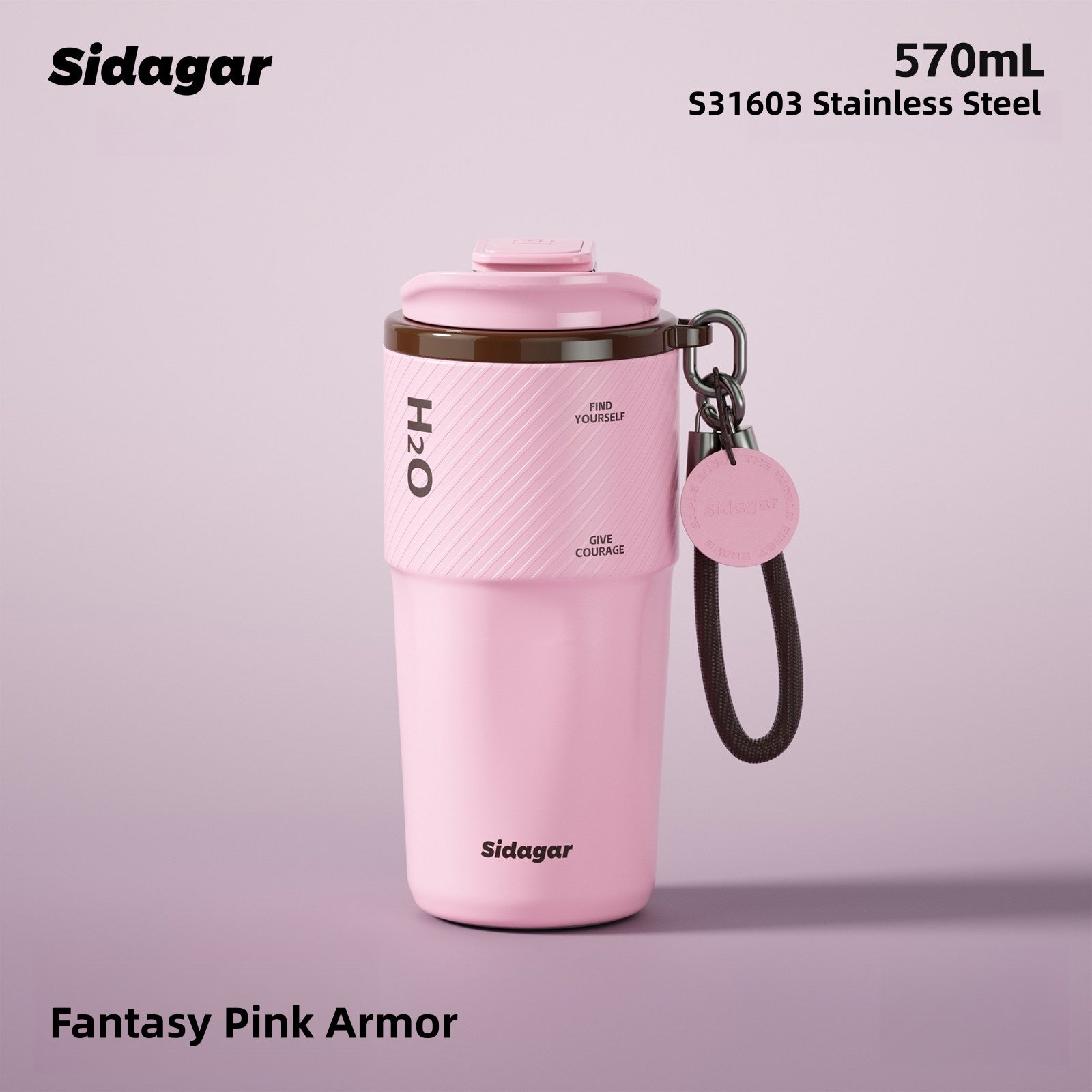 Sidagar Ceramic Coated Insulated Coffee Tumbler 570ml - No Metallic Aftertaste, 6H Hot & Cold, Leak-Proof Vacuum Travel Mug for Home Office Commute
