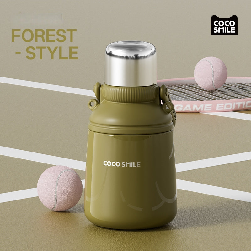 COCO SMILE 1000ml Insulated Stainless Steel Water Bottle - Leakproof, Dual-Temperature, Detachable Tea Strainer, 5-Layer Thermal Lock