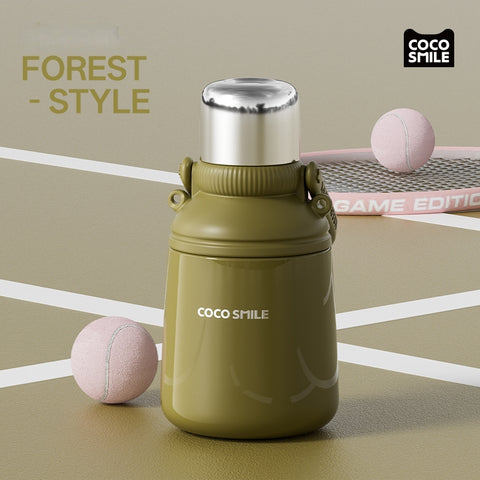 COCO SMILE 1000ml Insulated Stainless Steel Water Bottle - Leakproof, Dual-Temperature, Detachable Tea Strainer, 5-Layer Thermal Lock