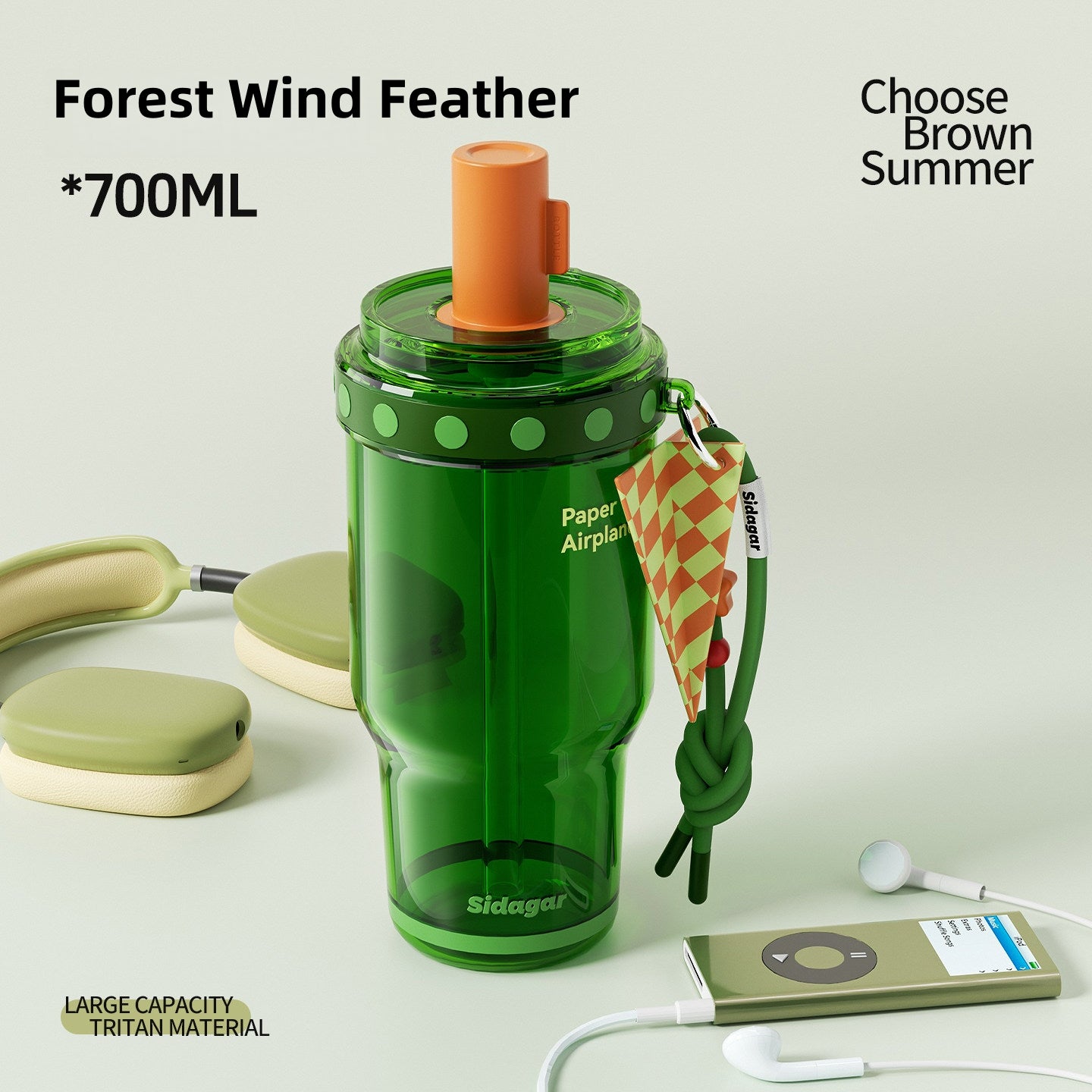 Sidagar 700ml Tritan Water Bottle, BPA-Free Leak Proof Sports Bottle with Collapsible Straw & Dust Cover, Eco-Friendly Reusable Fitness Jug for Gym, School, and Travel