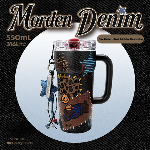 AKS Morden Denim Insulated Tumbler & Flask Collection | 316L Steel | Dual-Drink & Retro Travel Cups