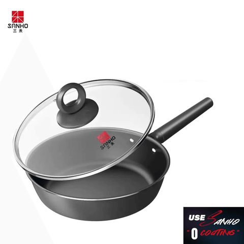 SANHE Non Stick Frying Pan & Wok with No Coating Iron Pot Uncoated Gas Stove Applicable