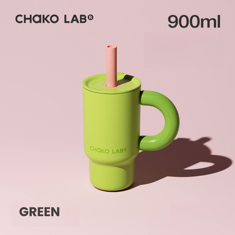 ChakoLab High-Capacity Insulated Mug with Straw, Leak-Proof Lid, and Handle - 900 & 1140ML