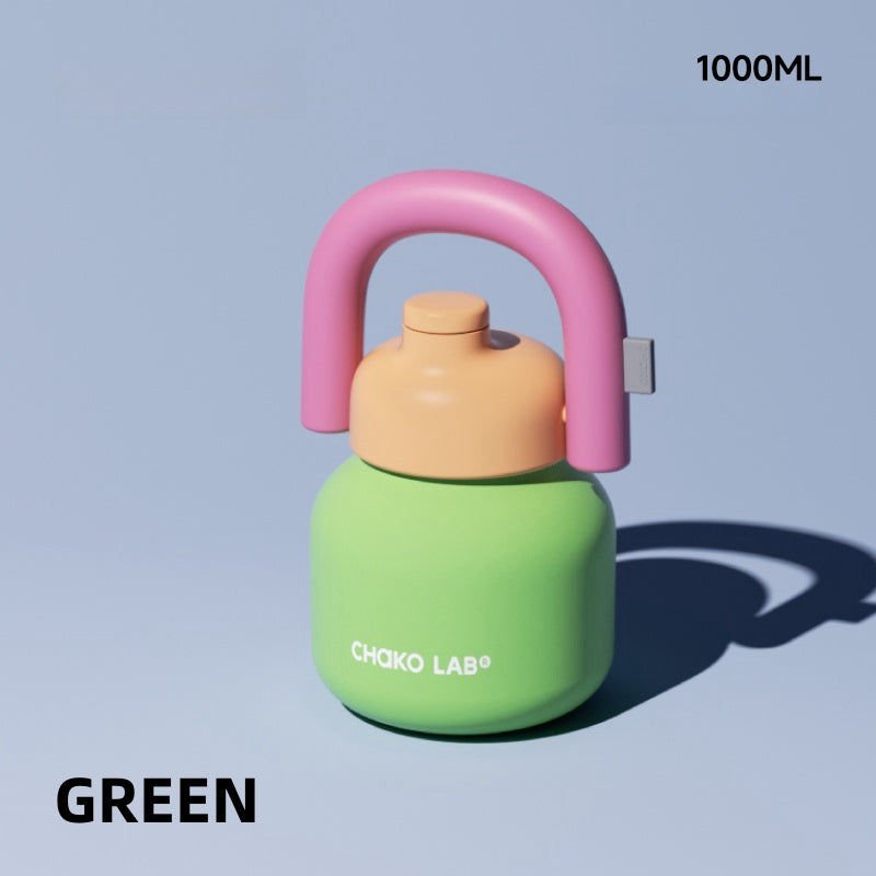 Chako Lab LinLin Kettle - 1000ml Colorful Stainless Steel Insulated Bottle | Dual Drink Mode | Portable & Fashionable Design