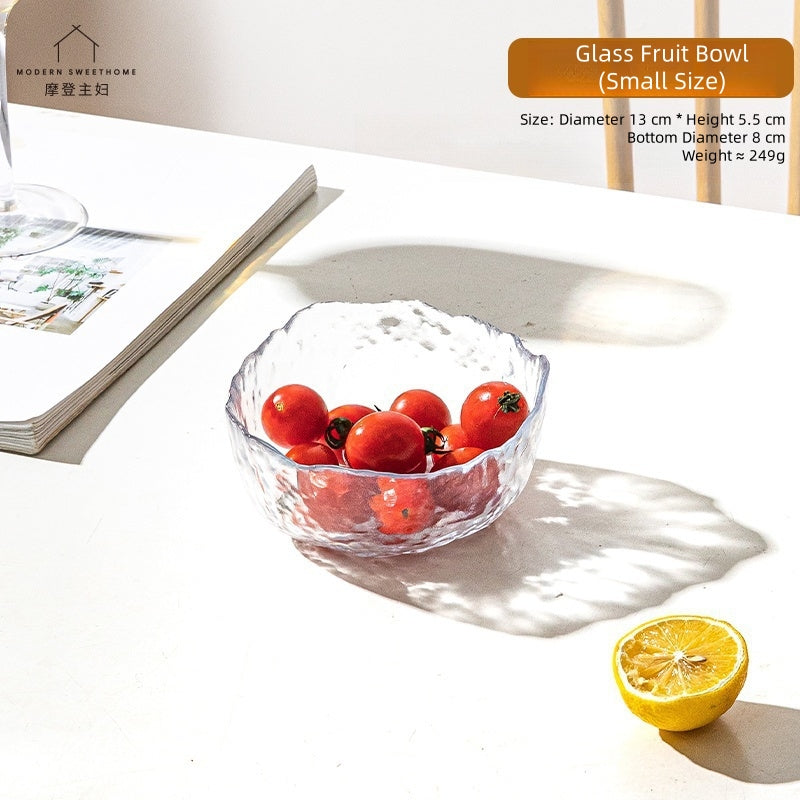 MDZF SWEET HOME Gilded Wave Glass Fruit Bowl Set - Hand-Painted Gold Trim, 3-Piece Photogenic Serving Bowls for Desserts, Salads & Snacks