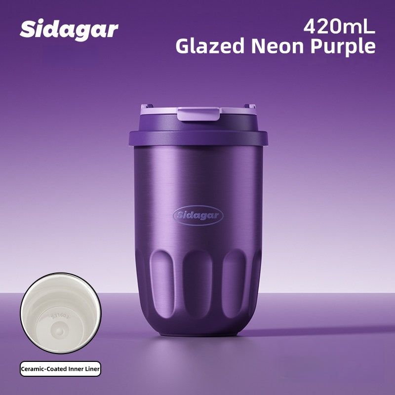 Sidagar Ceramic-Coated Insulated Coffee Mug – S31603 Stainless Steel, 420ml Leak-Proof Travel Tumbler for Hot & Cold Drinks