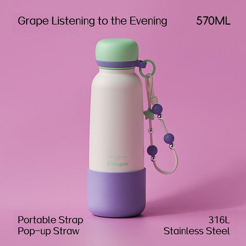 Sidagar 570ML Lightweight Insulated Tumbler with Retractable Straw & Carry Strap - Aesthetic Vibrant Colors, Leakproof, Easy Clean Design