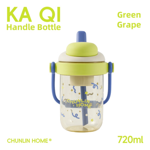 KAQI Creative Eco-Friendly Water Cup with 720mL Large Capacity, Portable Handle & Snack Storage – BPA-Free Tritan Material, Heat-Resistant (Summer Red, Green, Lime, Berry Pink, Black)