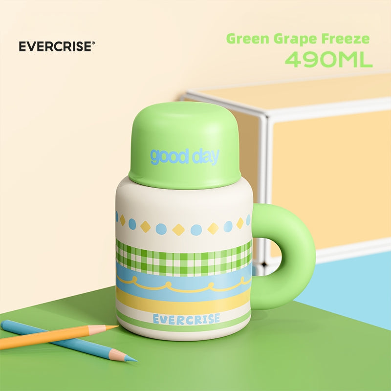 EVERCRISE NuanNuan Bottle Wide Mouth Thermos Flask - 490ml Insulated Stainless Steel Water Bottle with Straw, Sip & Share Lid | Keep Warm/Cold 8H+ | Leak-Proof Travel Cup