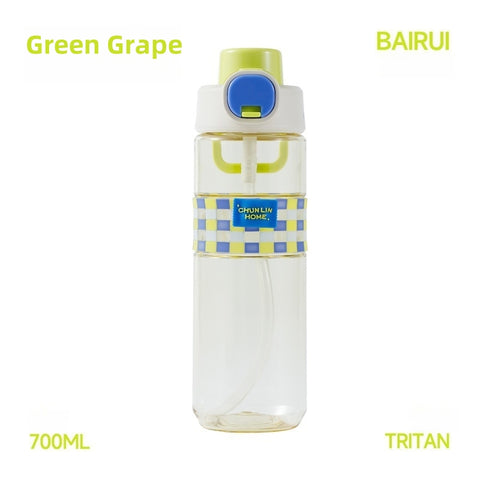 CHUNLIN BAIRUI 700ML Leak-Proof Tritan Water Bottle with Flip Lock, Dual Drinking Modes, and Customizable Candy Accessories – Summer Red, Berry Pink, Green Grape