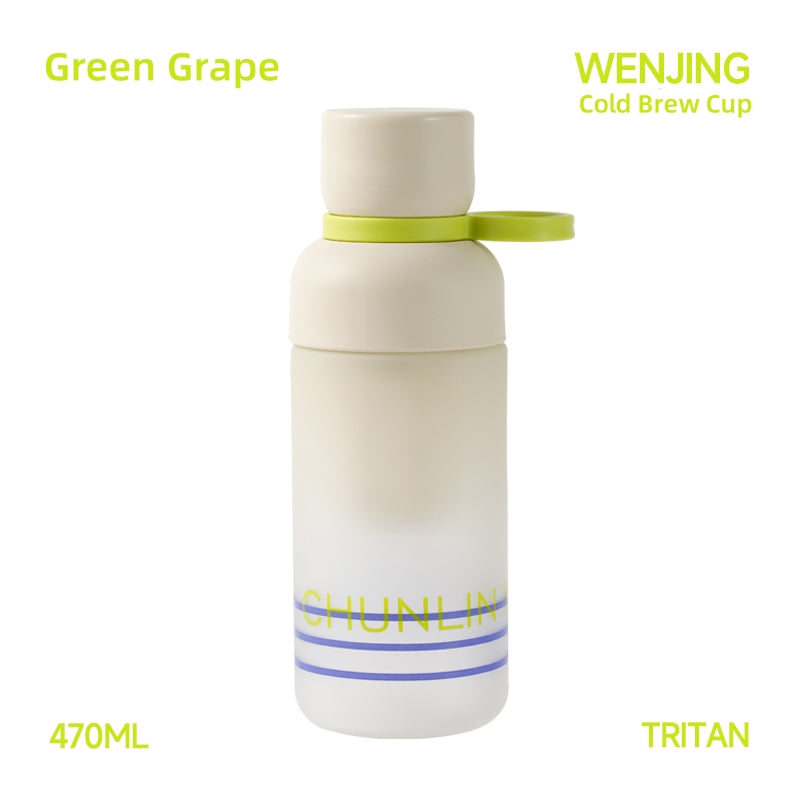 CHUNLIN HOME WENJING Cold Brew Bottle - 470ml Color Changing Tritan Cup with Fine Filter & Portable Handle
