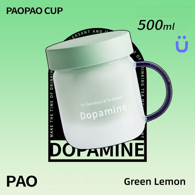 PAOPAO Cup 500ml Dopamine Glass Mug with Ceramic Liner & Tea Separation | High Borosilicate Thermal Shock Resistant Tea Cup with Infuser | Cute Stress-Relief Gift Box