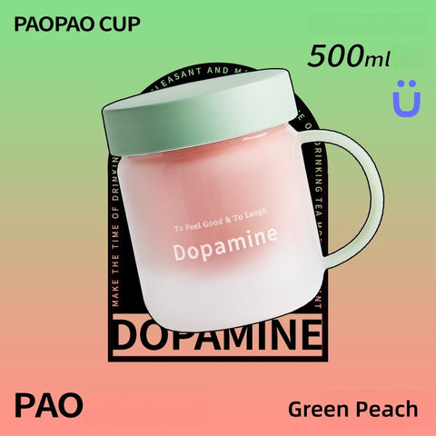 PAOPAO Cup 500ml Dopamine Glass Mug with Ceramic Liner & Tea Separation | High Borosilicate Thermal Shock Resistant Tea Cup with Infuser | Cute Stress-Relief Gift Box