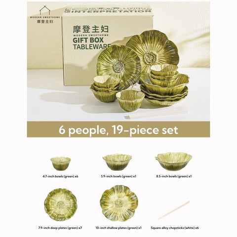 Modern Housewife Pansy Series Ceramic Dinnerware Set – Floral Underglaze Design, Microwave & Oven Safe