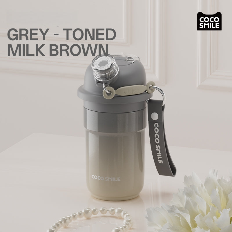 COCO SMILE 560ml Vacuum Insulated Tumbler - Dual Drink Modes, 24H Temperature Retention, 316 Stainless Steel, BPA-Free