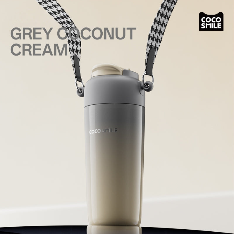 COCOSMILE 630ml Vacuum Insulated Stainless Steel Tumbler with Leakproof Straw & Detachable Strap - Keeps Hot/Cold (10°C-44°C), BPA-Free, Fashion Travel Cup (Seas Cream/Sakura Pudding/Vanilla Latte/Coconut Gray)